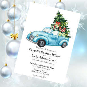 Invitation Festive Blue Truck Noël Décontracté