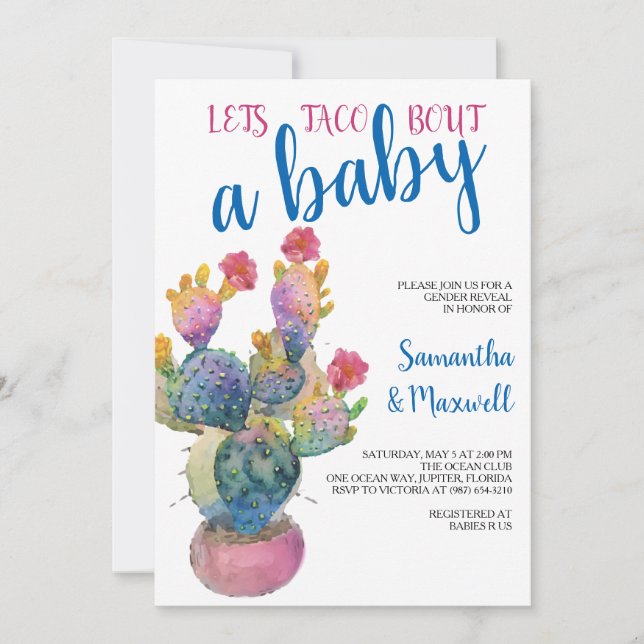 Invitation Festive Cactus FIESTA Genre Revela (Devant)