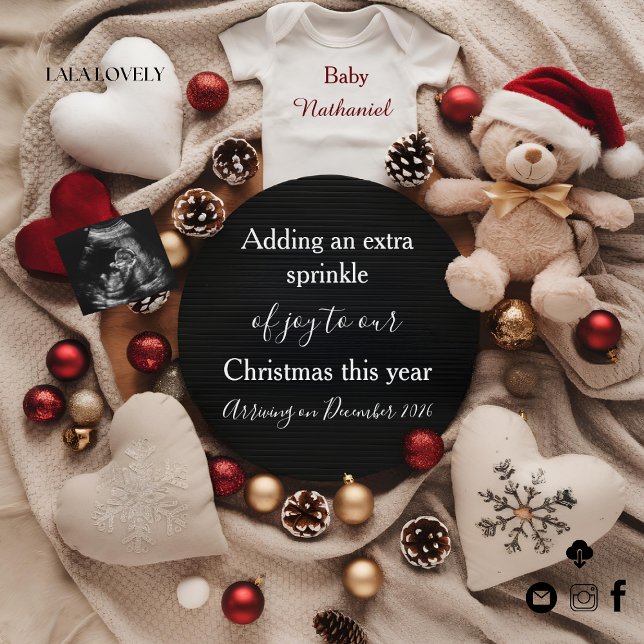 Invitation festive Christmas holiday Pregnancy Announcement (Créateur téléchargé)