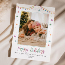 Festive & Colorful Happy Holidays Photo Card