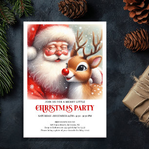 Invitation festive de Noël avec le Père Noël et Ru