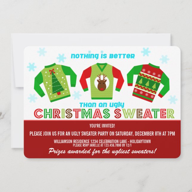Invitation Festive de Noël moche Sweaters (Devant)