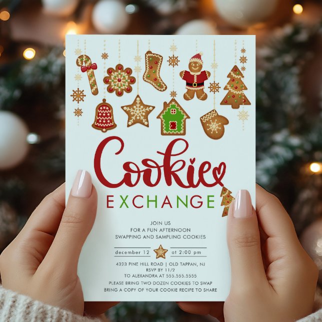 Invitation Festive Échange de biscuits Noël (Créateur téléchargé)