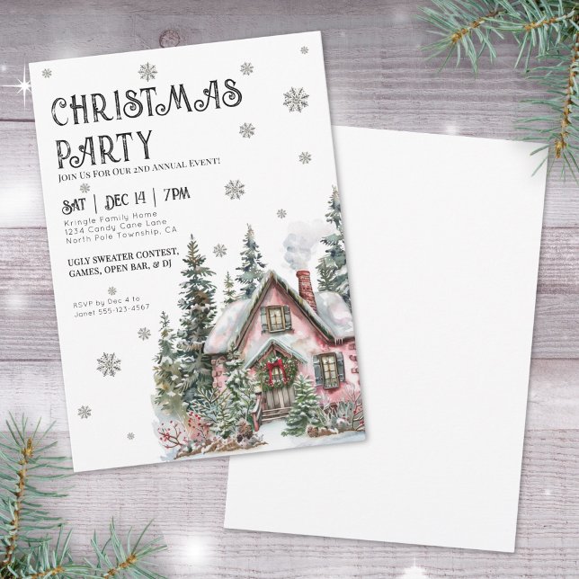 Invitation Festive Élégante fête de Noël d'hiver (Festive Elegant Winter Christmas Party Invitation)
