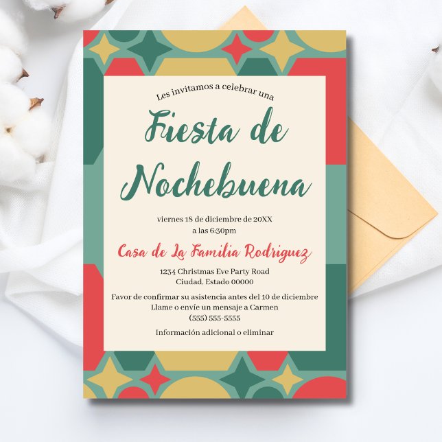 Invitation Festive espagnole rétro Fiesta Nochebuena Noël (Créateur téléchargé)