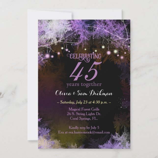 Invitation Festive Forest Lumières Mariage Anniversaire (Devant)