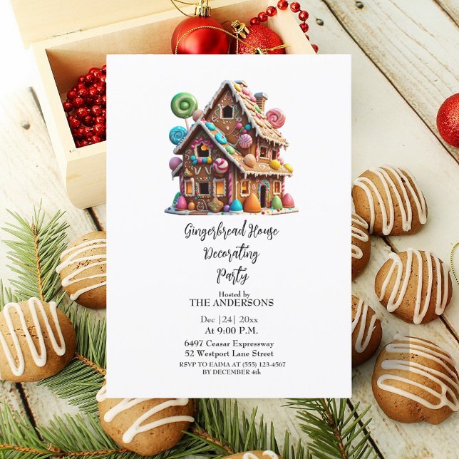 Invitation Festive Gingerbread House Christmas Party  (Créateur téléchargé)