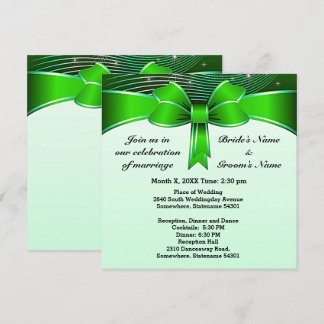 Invitation Festive Green Ribbon Mariage de 5,25 po