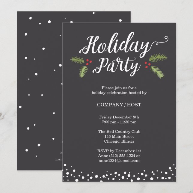 Invitation Festive Holiday Party (Devant / Derrière)