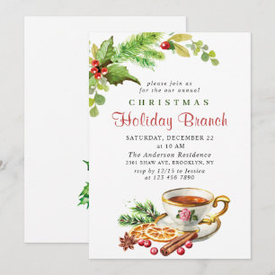 Invitation Festive Holly Berry Noël