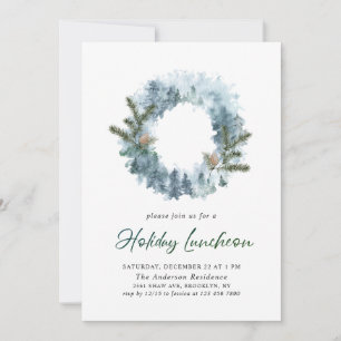Invitation Festive Holly Wreath Noël