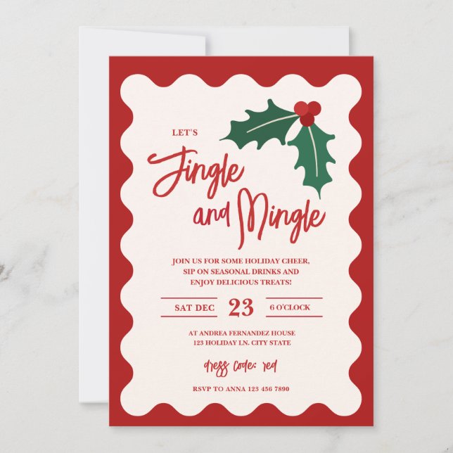 Invitation Festive Jingle et Mingle (Devant)