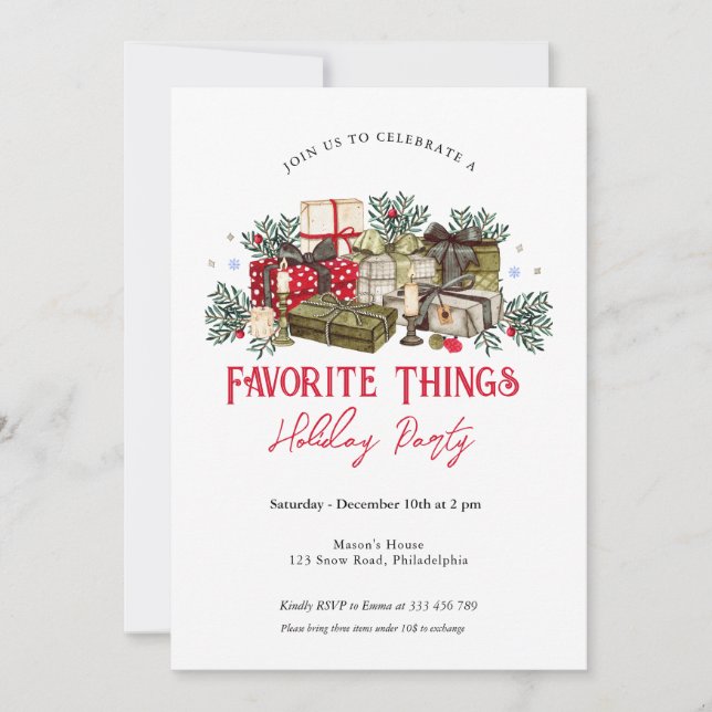 Invitation Festive les choses favorites (Devant)