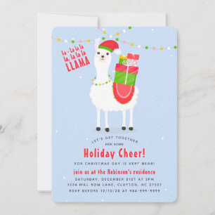 Invitation Festive Llama Christmas