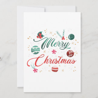 Invitation Festive Merry Christmas Typography with Ornaments