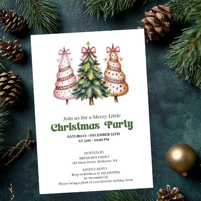 Invitation Festive minimalist leopard Christmas tree invite (Festive minimalist leopard Christmas tree invite)