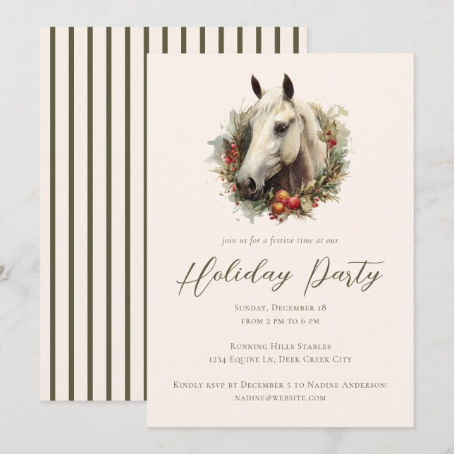 Invitation Festive Moderne Cheval Equestre Fête de Vacances (Devant / Derrière)
