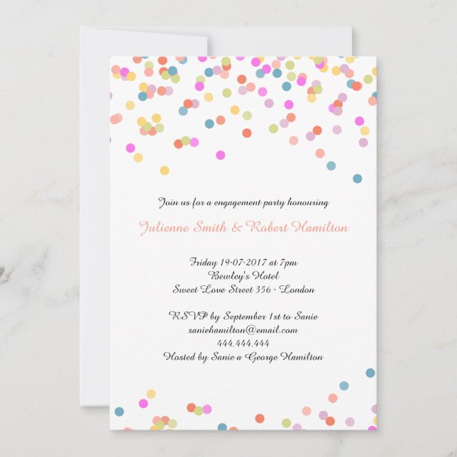 Invitation Festive moderne Confetti (Devant)