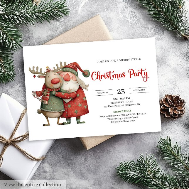 Invitation festive moderne et originale au Père No (Quirky Santa Claus modern festive holiday invite)