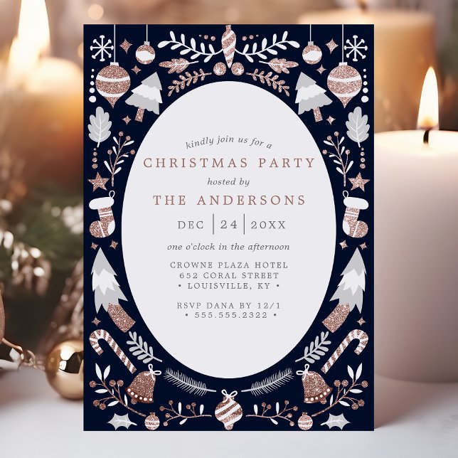 Invitation Festive moderne Rose Gold et la fête de Noël de la (Créateur téléchargé)