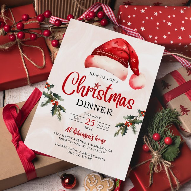 Invitation Festive moderne Santas Casquette Noël fête (Créateur téléchargé)