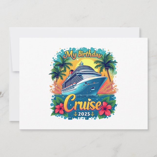 Invitation Festive My Birthday Cruise Ship Party 2025 (Devant)