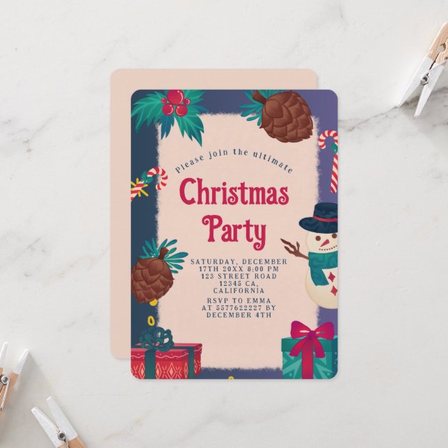 Invitation Festive Noël (Devant/Arrière en situation)