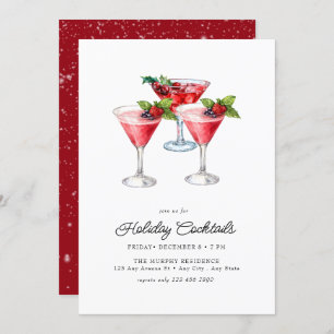 Invitation Festive Noël aquarelle Cocktail Party Invi