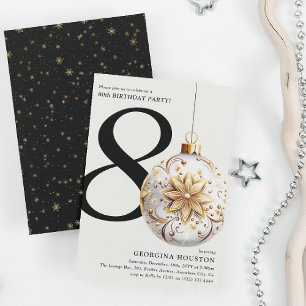 Invitation Festive Noël Bauble 80e fête d'anniversaire