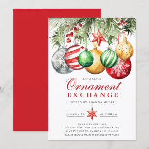Invitation Festive Ornament Swap Noël Party