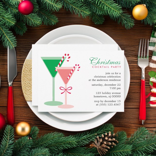 Invitation Festive Red and Green Christmas Cocktail Party (Créateur téléchargé)