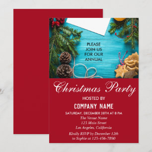 Invitation Festive Red & Blue Company Fête de Noël