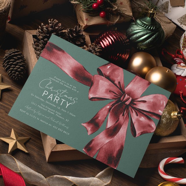 Invitation Festive Red Bow Corporate Christmas Party (Créateur téléchargé)