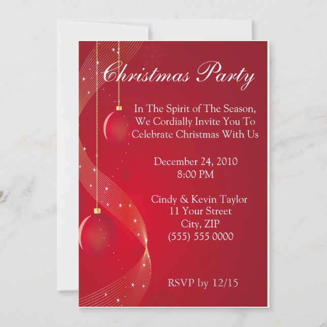 Invitation Festive Red Christmas Party (Devant)