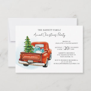 Invitation Festive Red Truck Noël Party