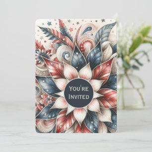 Invitation Festive Red White et Blue Party