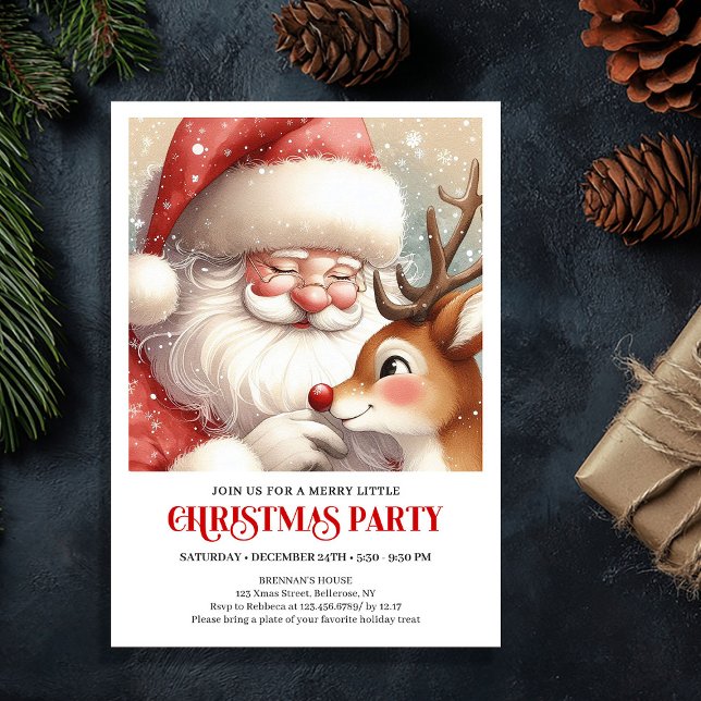 Invitation Festive Santa Claus Rudolph Holiday Cheer Party  (Festive Santa Claus Rudolph Holiday Cheer Party Invitation

)