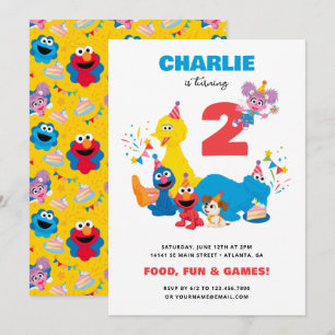 Invitation Festive Sesame Street Anniversaire de enfant Party