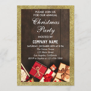 Invitation Festive Société Noël cadeaux Parties scintillant d