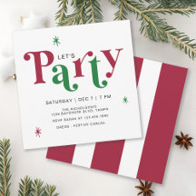 Festive Typography Let's Party Fun Holiday