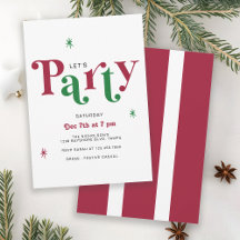 Festive Typography Let's Party Whimsical Holiday