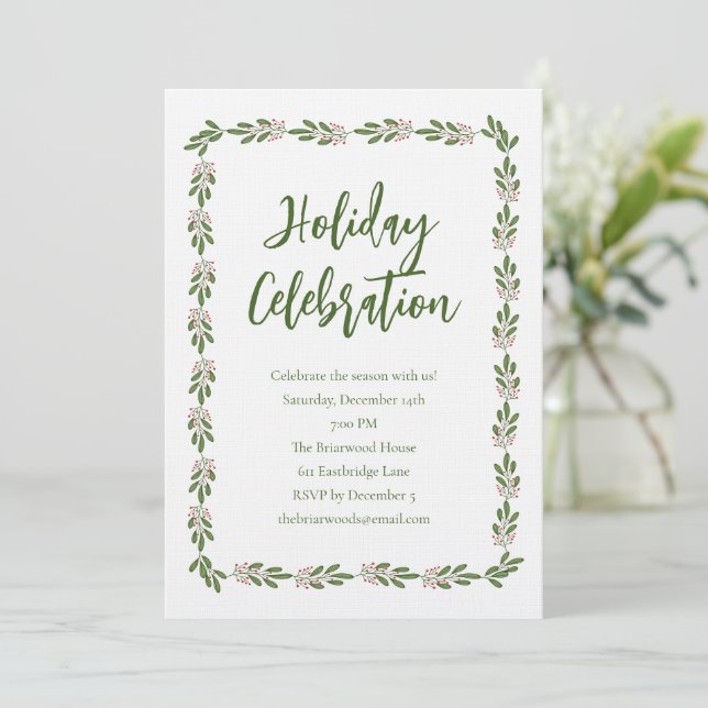 Invitation Festive Winter Botanical Christmas Holiday Party (Debout devant)