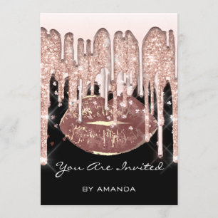 Invitation Fête 16e Rouge Rose des lèvres Baiser Parties scin