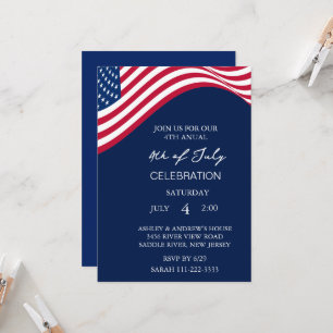 Invitation Fête 4 juillet des États-Unis d'Amérique moderne