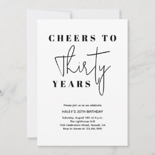 Invitation Fête à 30 ans - Élégant minimal