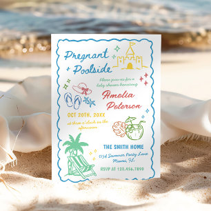Invitation Fête à la piscine côté piscine pour femme enceinte