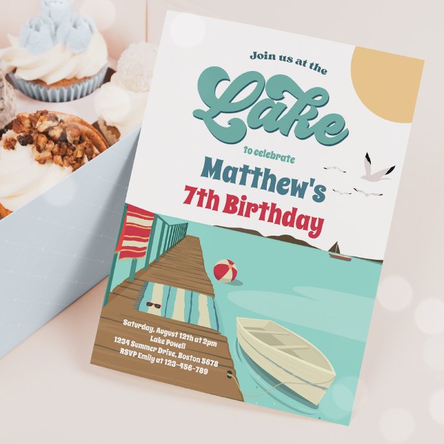 Invitation Fête À L'Anniversaire Du Bateau D'Eté Du Lac (Créateur téléchargé)