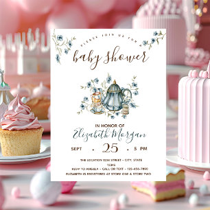 Invitation Fête à thé à pois Baby Shower