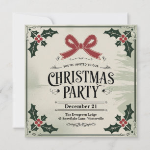 Invitation Fête à thème Carol de Noël Vintage