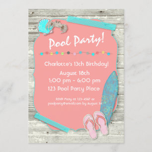 Invitation Fête à thème de la plage d'été
